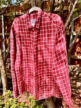 Frank & Eileen LINEN Red Plaid Casual Button-Down Shirt.  XXL
